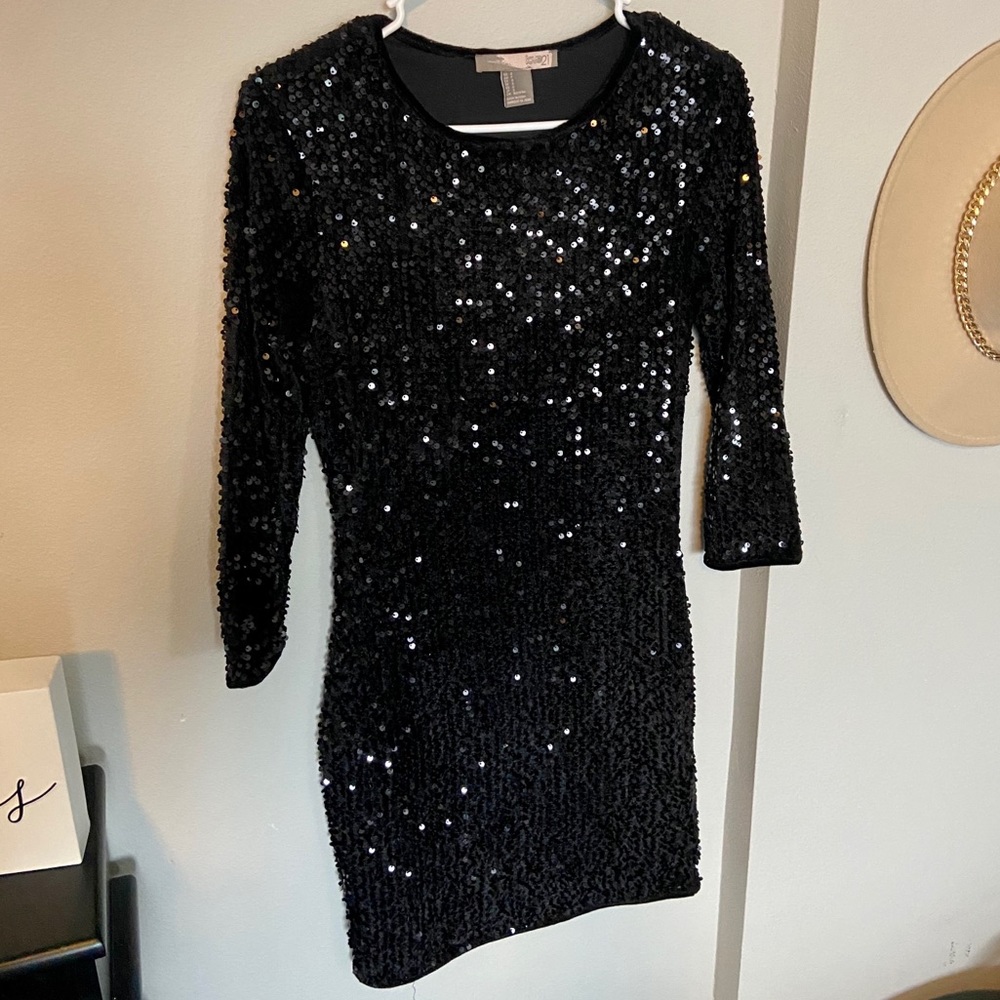 Black Sparkly Mini Dress